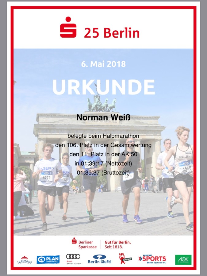 Urkunde S25 Berlin 2018 #running